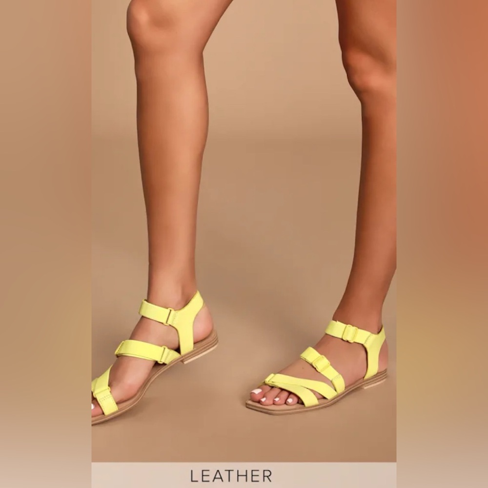DV by Dolce Vita Yellow Strappy Leather Sandals